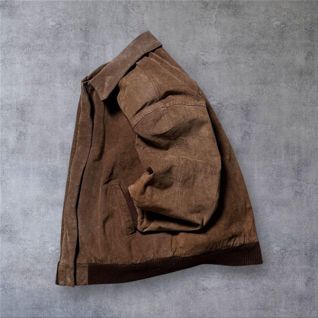 2347 古着90sセントジョンズベイスエードレザージャケット短丈ブラウン激渋