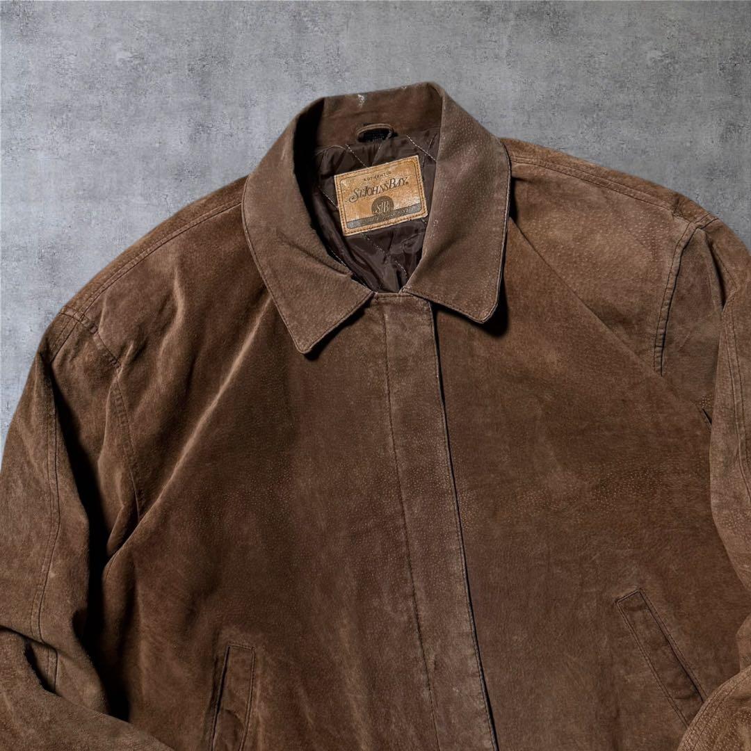 2347 古着90sセントジョンズベイスエードレザージャケット短丈ブラウン激渋