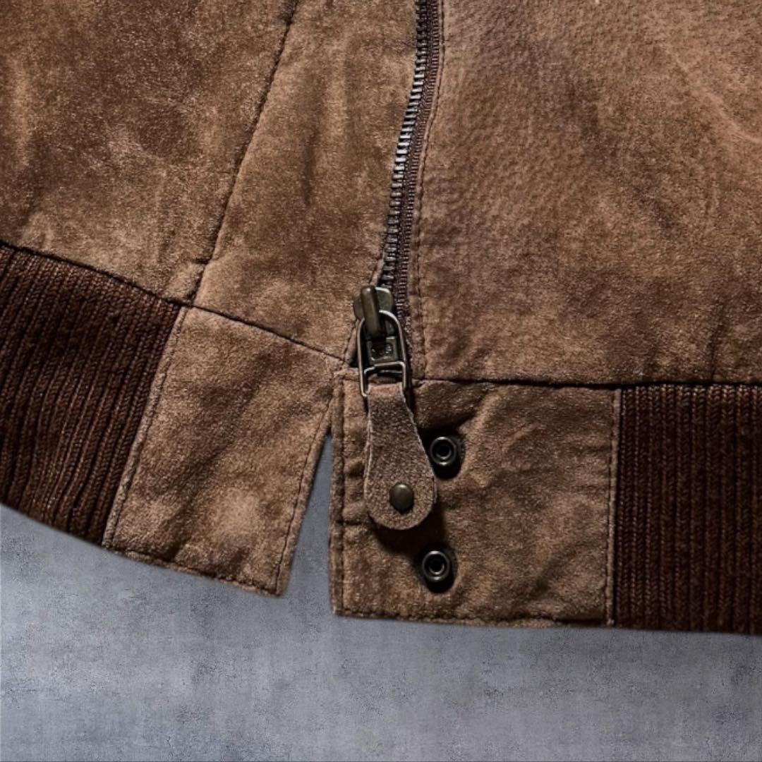 2347 古着90sセントジョンズベイスエードレザージャケット短丈ブラウン激渋