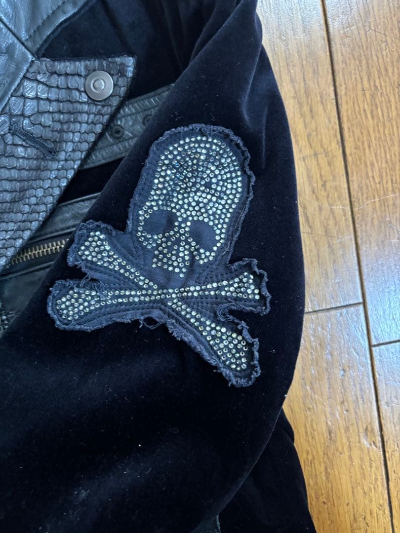 ロエン 別珍×本革×蛇革パッチワークジャケット　日本製　レア　ベルベット