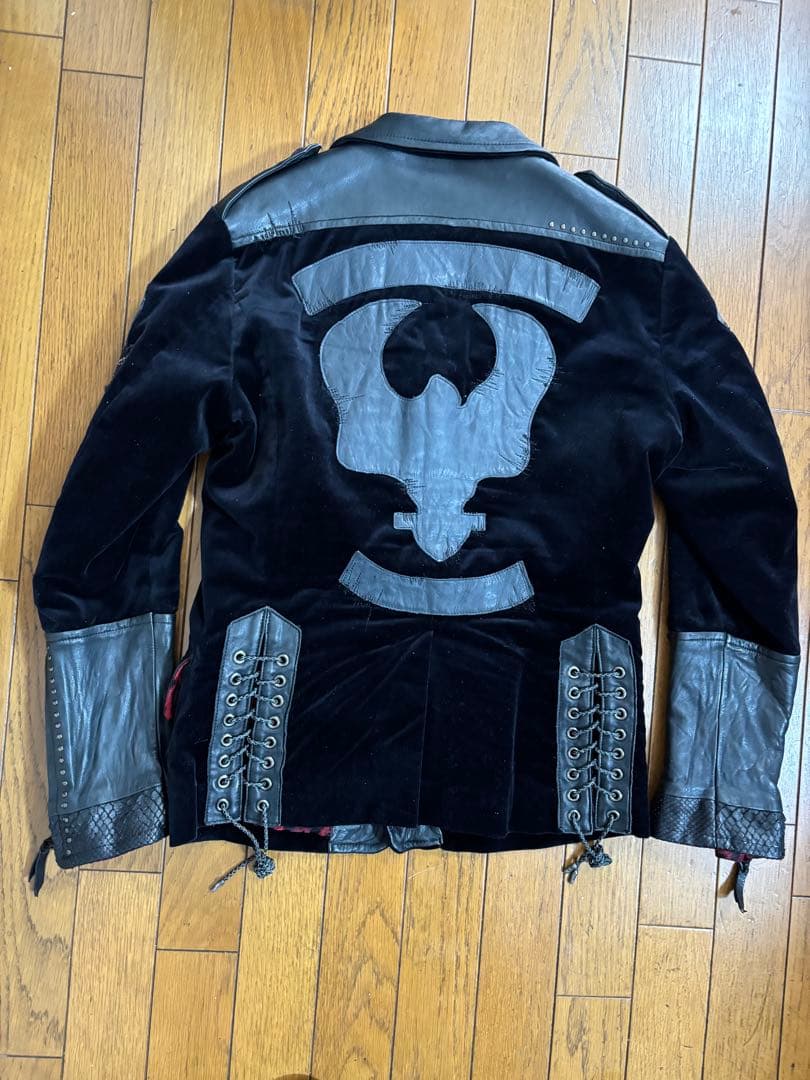 ロエン 別珍×本革×蛇革パッチワークジャケット　日本製　レア　ベルベット