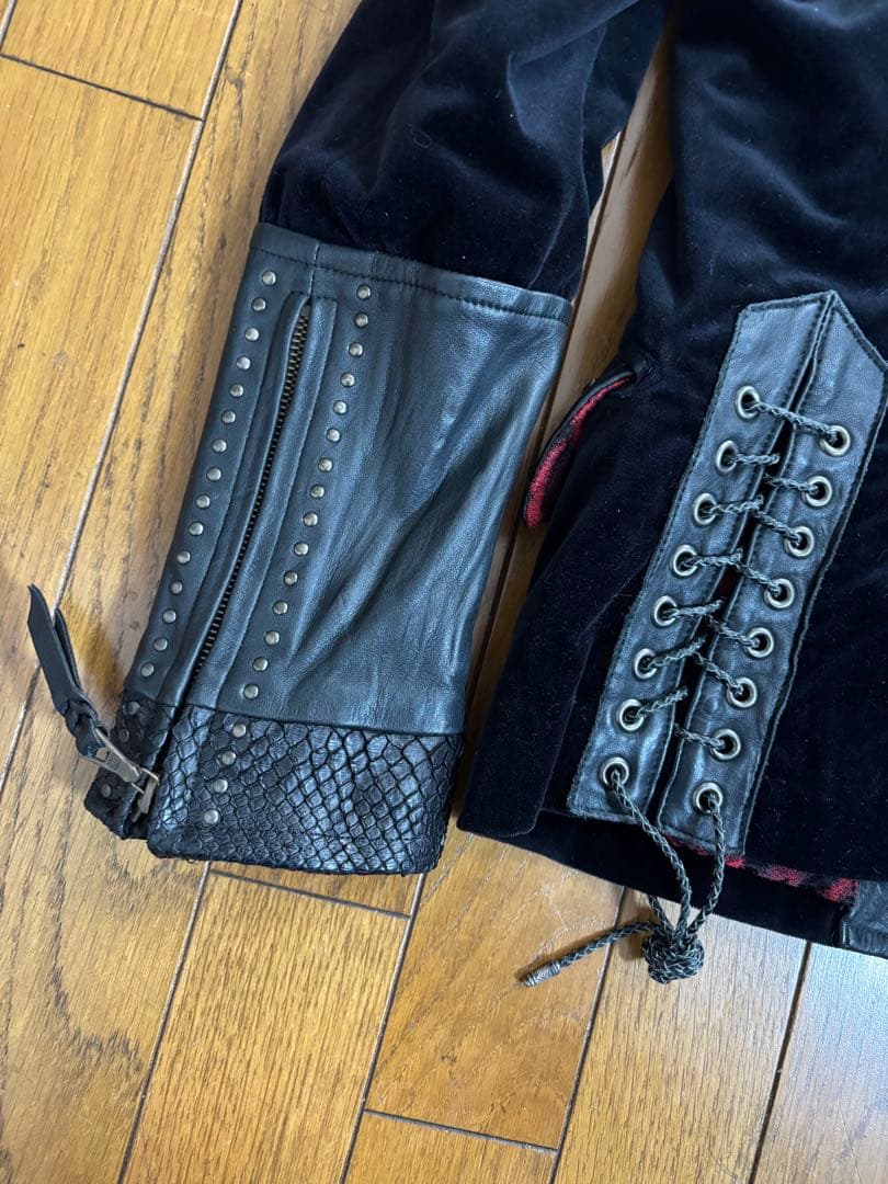 ロエン 別珍×本革×蛇革パッチワークジャケット　日本製　レア　ベルベット