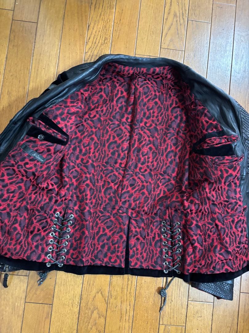 ロエン 別珍×本革×蛇革パッチワークジャケット　日本製　レア　ベルベット