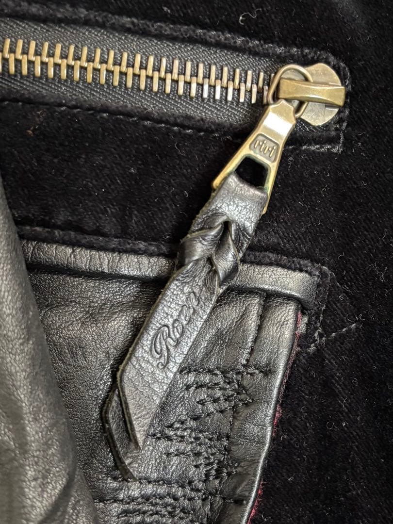 ロエン 別珍×本革×蛇革パッチワークジャケット　日本製　レア　ベルベット