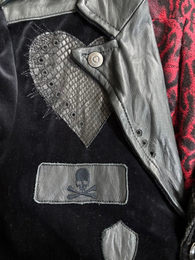 ロエン 別珍×本革×蛇革パッチワークジャケット　日本製　レア　ベルベット