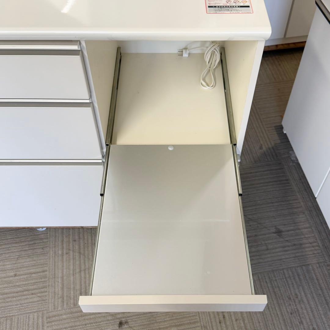 高級♪ パモウナ 140cm幅キッチンボード 食器棚 収納家具 鏡面仕上げ