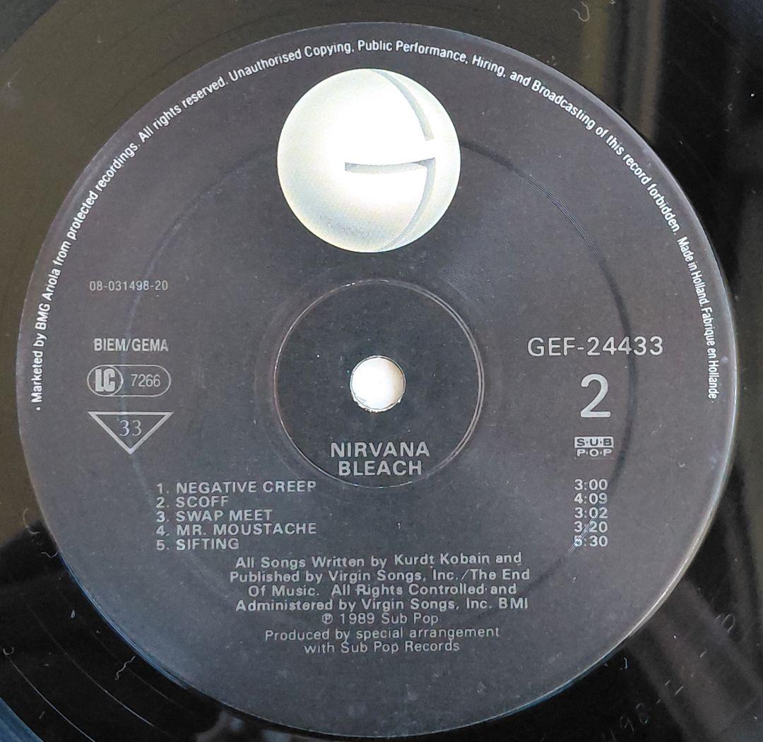 レア1989NIRVANA\"BLEACH\"レコードEUオリジナル ニルヴァーナ