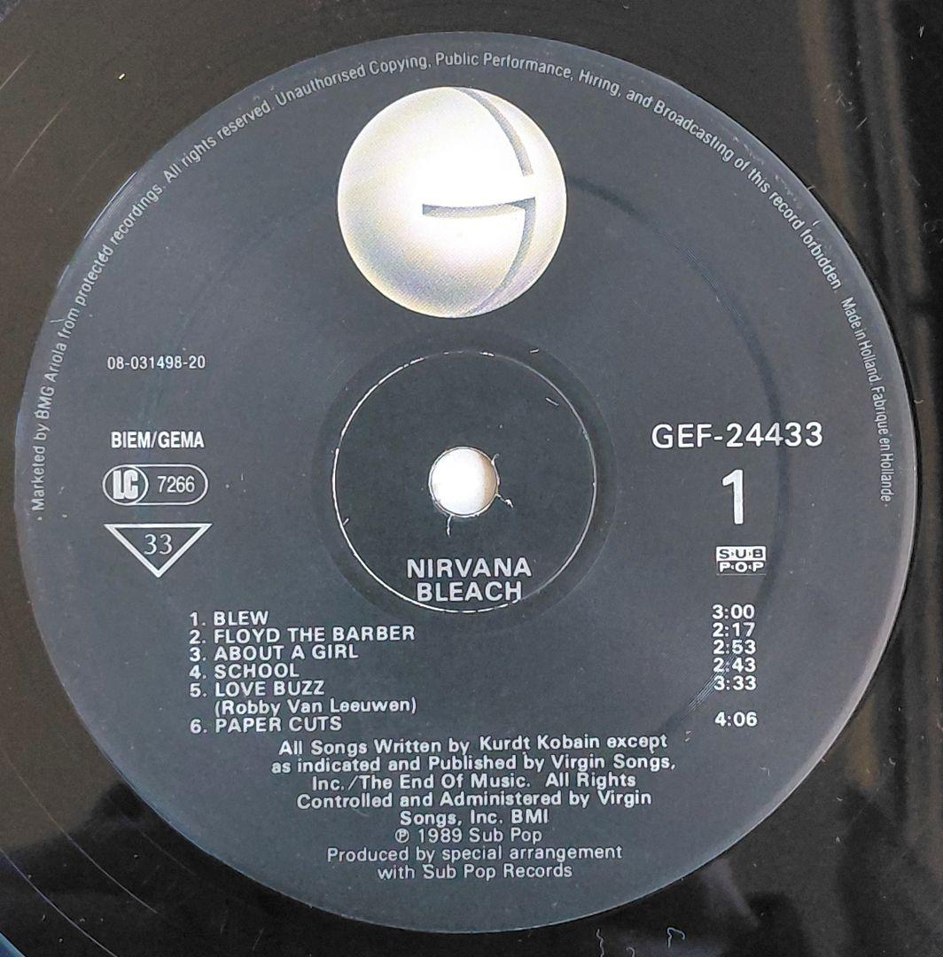 レア1989NIRVANA\"BLEACH\"レコードEUオリジナル ニルヴァーナ