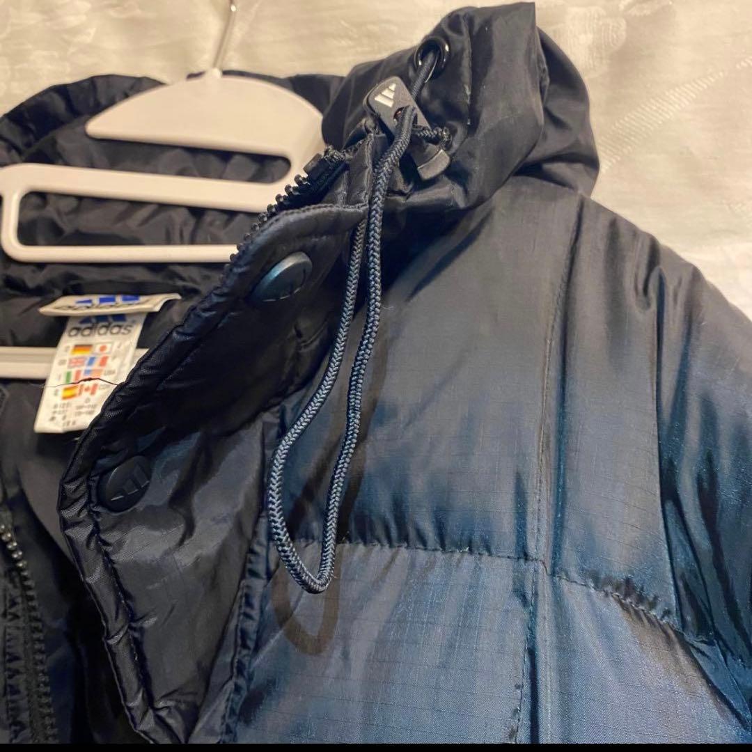 adidas アディダス ベンチコート ダウンコート 刺繍ロゴ 黒 ブラック O