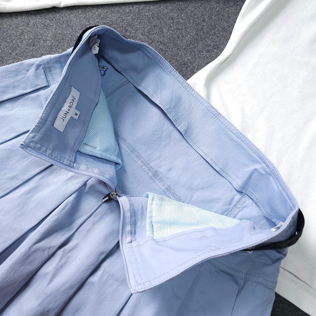 ジュンアンドロペ セットアップ プリーツスカート×ポロシャツ M インナー付き