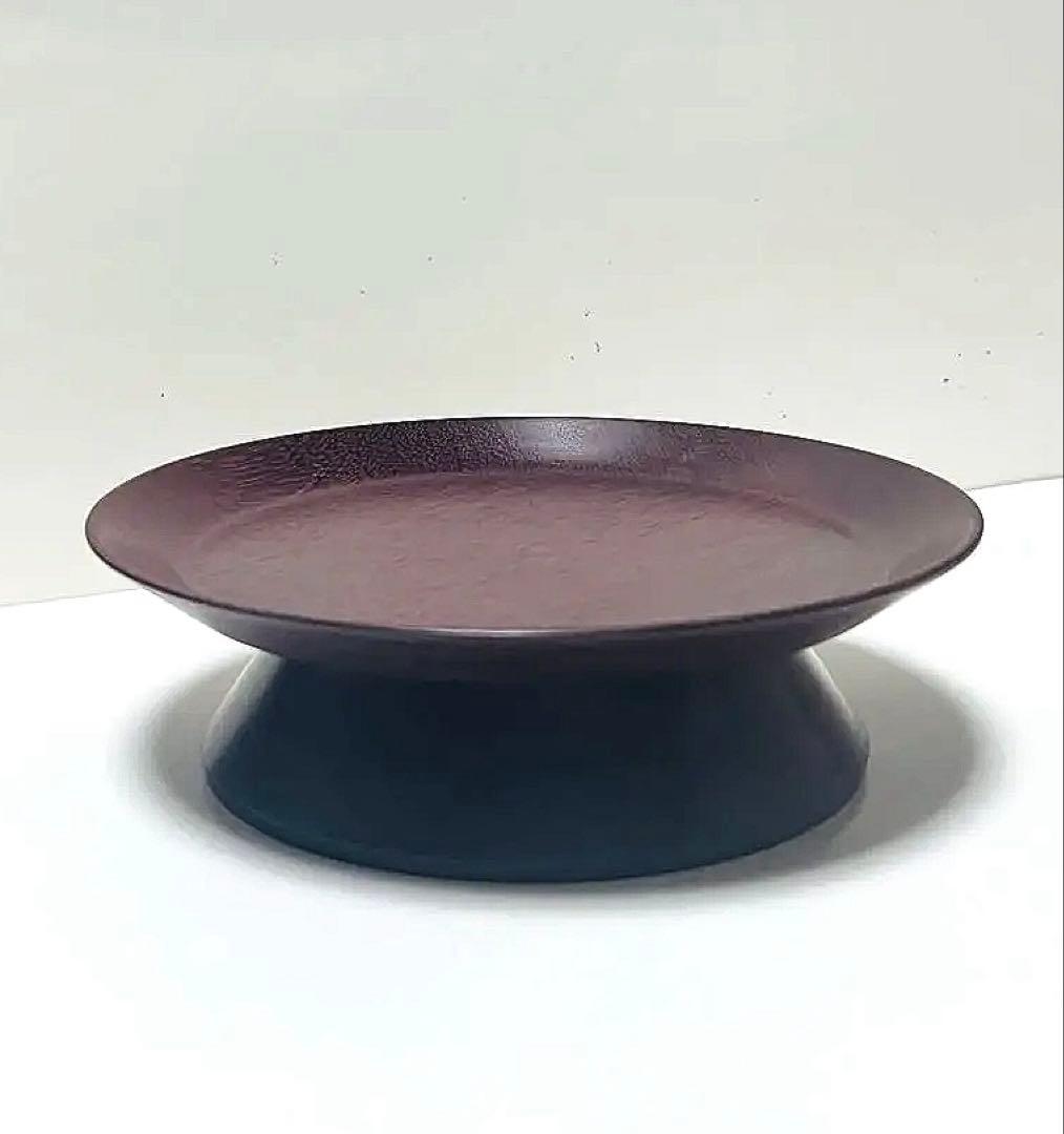 菓子器　高台皿　木製 パープルハート