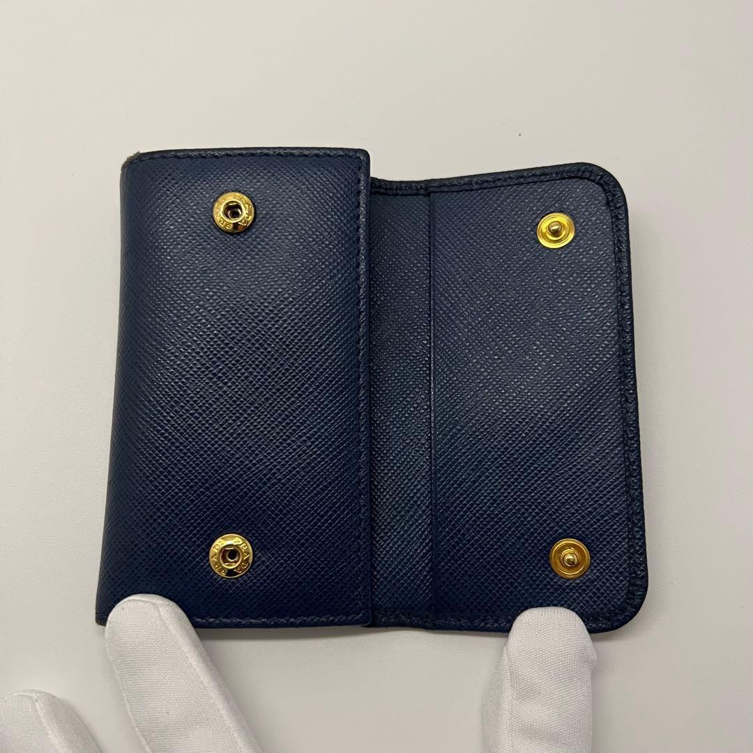 【PRADA】キーケース ロゴ ネイビー 1PG222