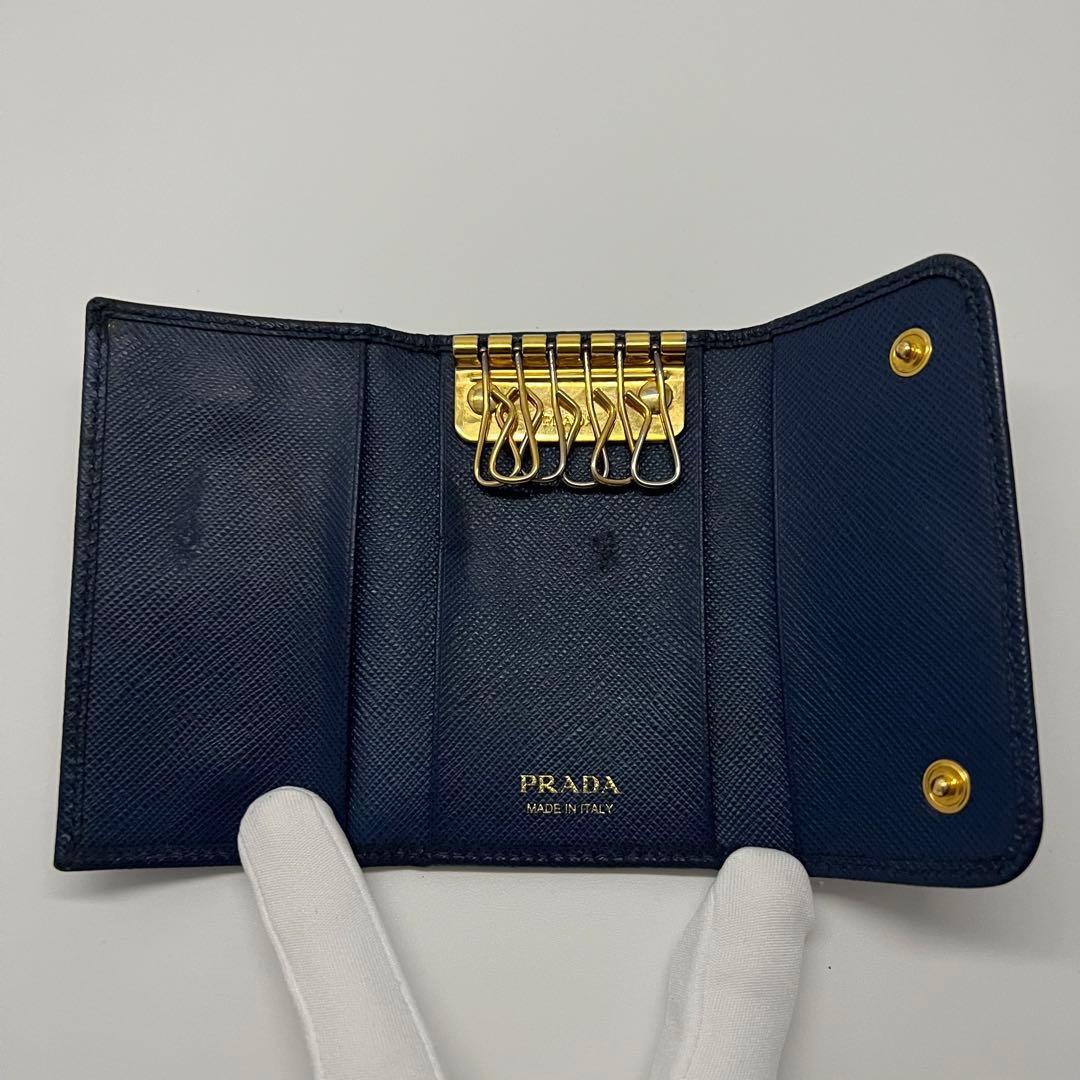 【PRADA】キーケース ロゴ ネイビー 1PG222