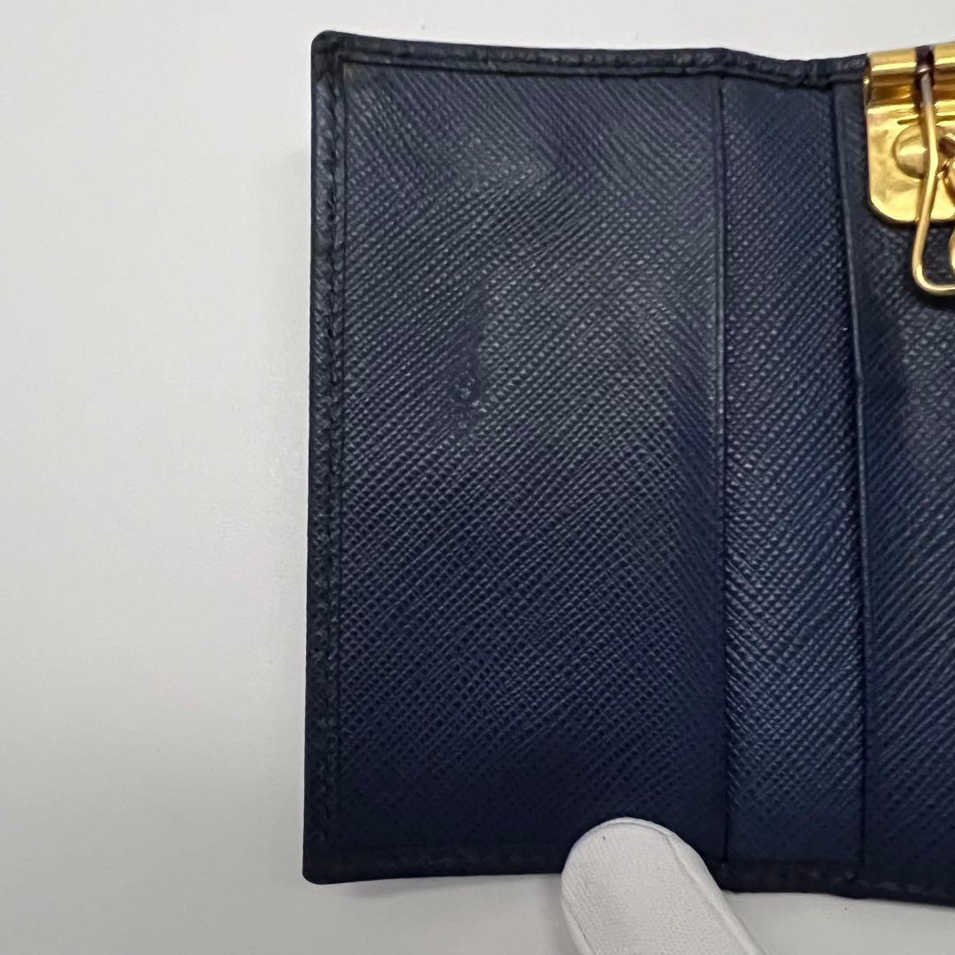 【PRADA】キーケース ロゴ ネイビー 1PG222