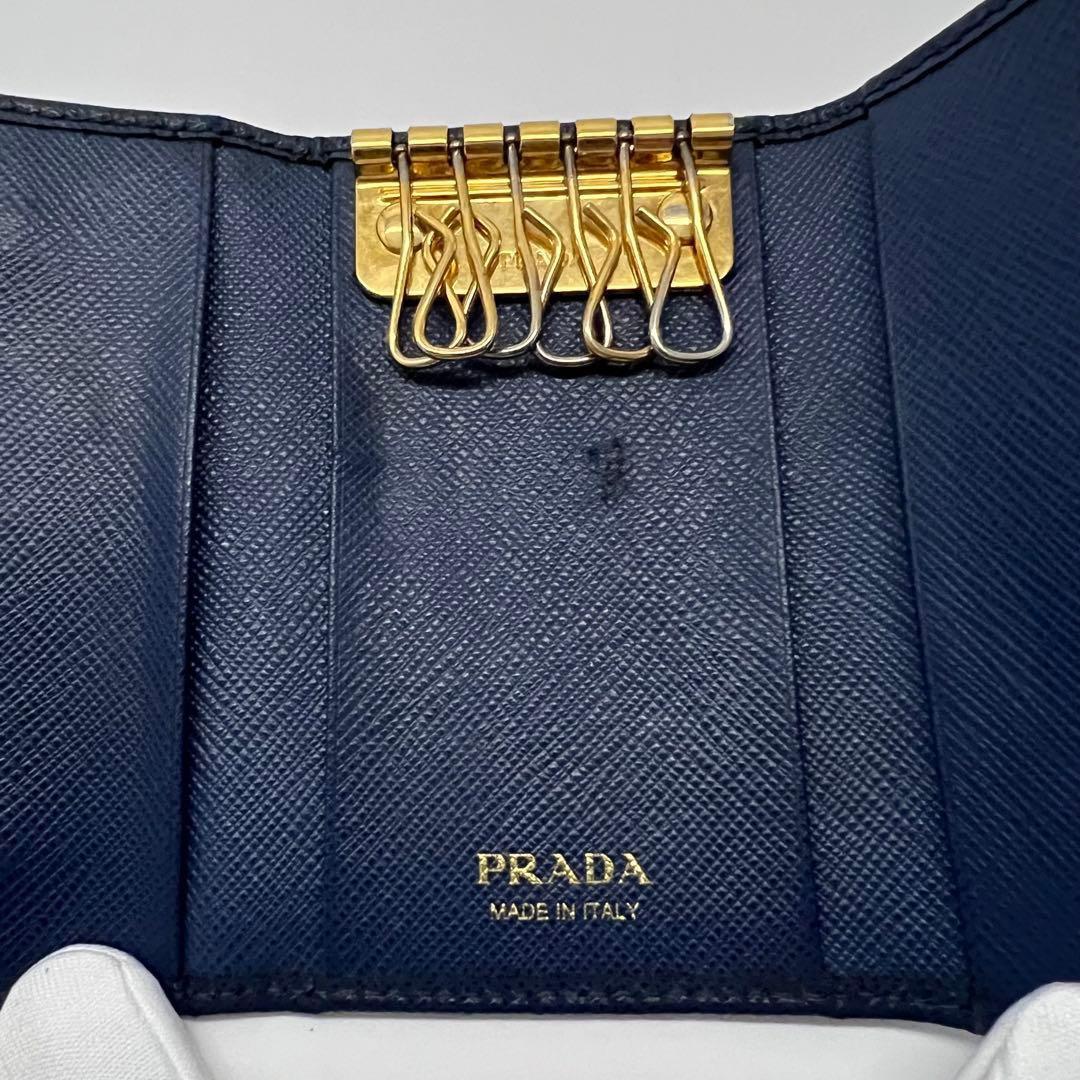 【PRADA】キーケース ロゴ ネイビー 1PG222