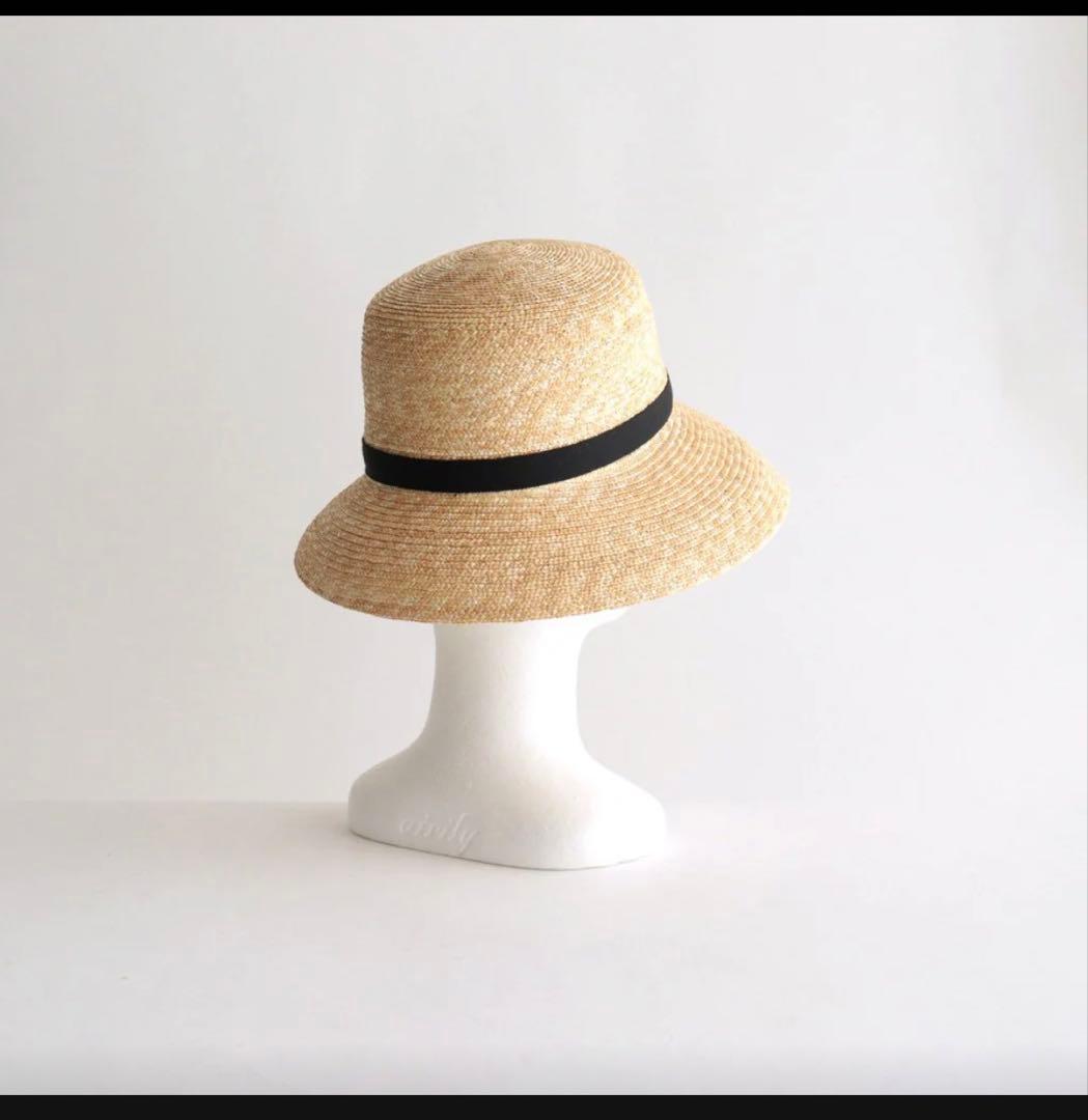 田中帽子店 カサブランカ ナチュラル ブラックリボン 麦わら帽子 ストローハット