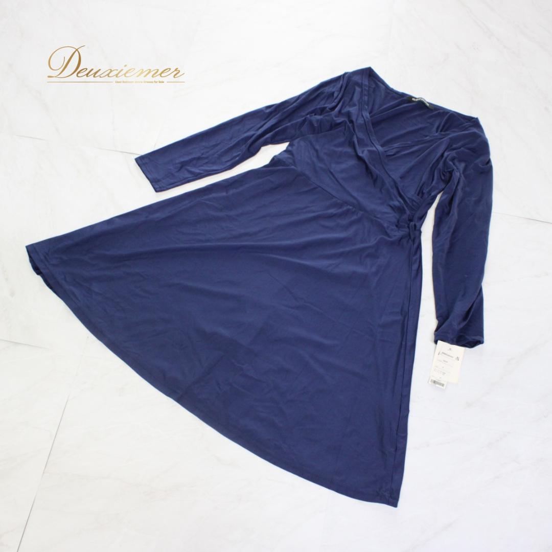 【美品 社交ダンス衣装】ワンピース ドレス escape ICHIOKU 藍色