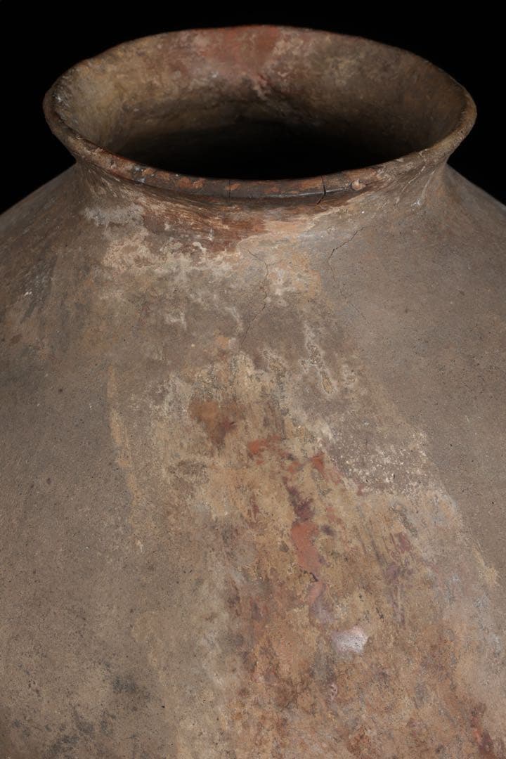 朝鮮美術 須恵器 新羅土器 壺 新羅無細土 出土品 木製台座 箱付 骨董 古美術