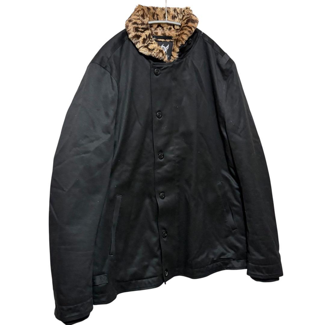 N-678 666 トリプルシックス　デッキジャケット　裏地レオパード　L 良品