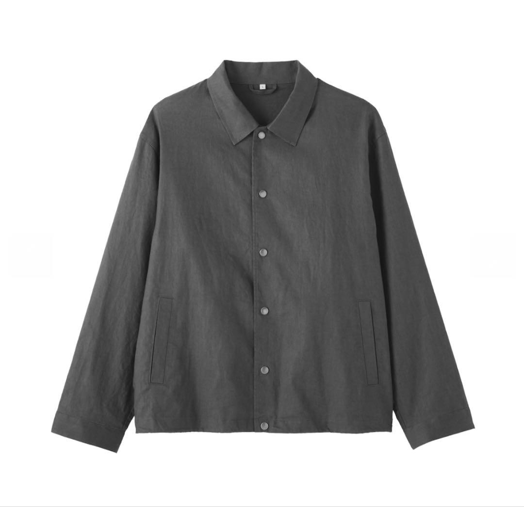 完売品 muji labo 太番手リネンドローストリングジャケットL チャコール