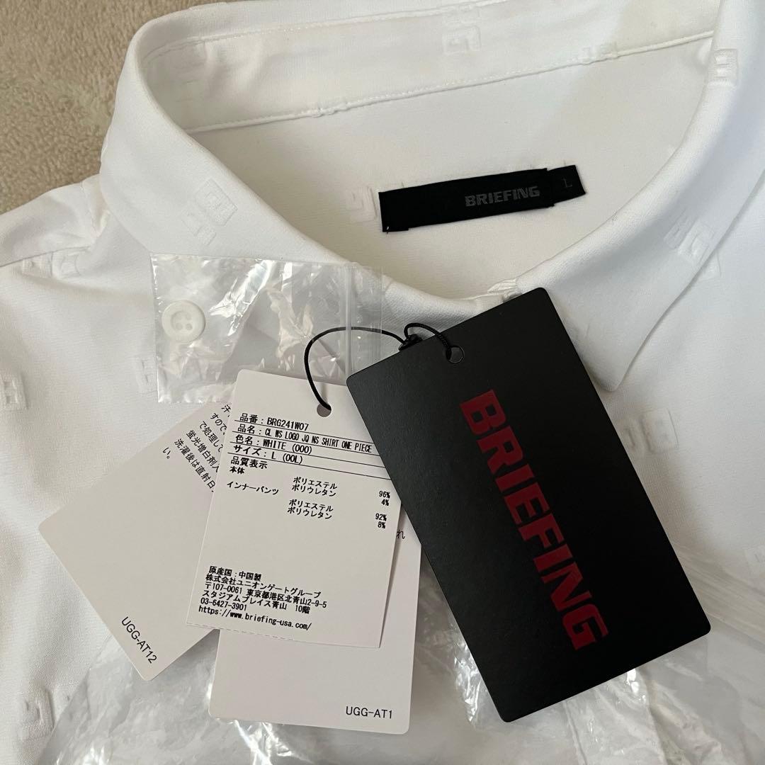 新品★38,500円 BRIEFINGゴルフワンピース BGロゴ柄ポロワンピ白L
