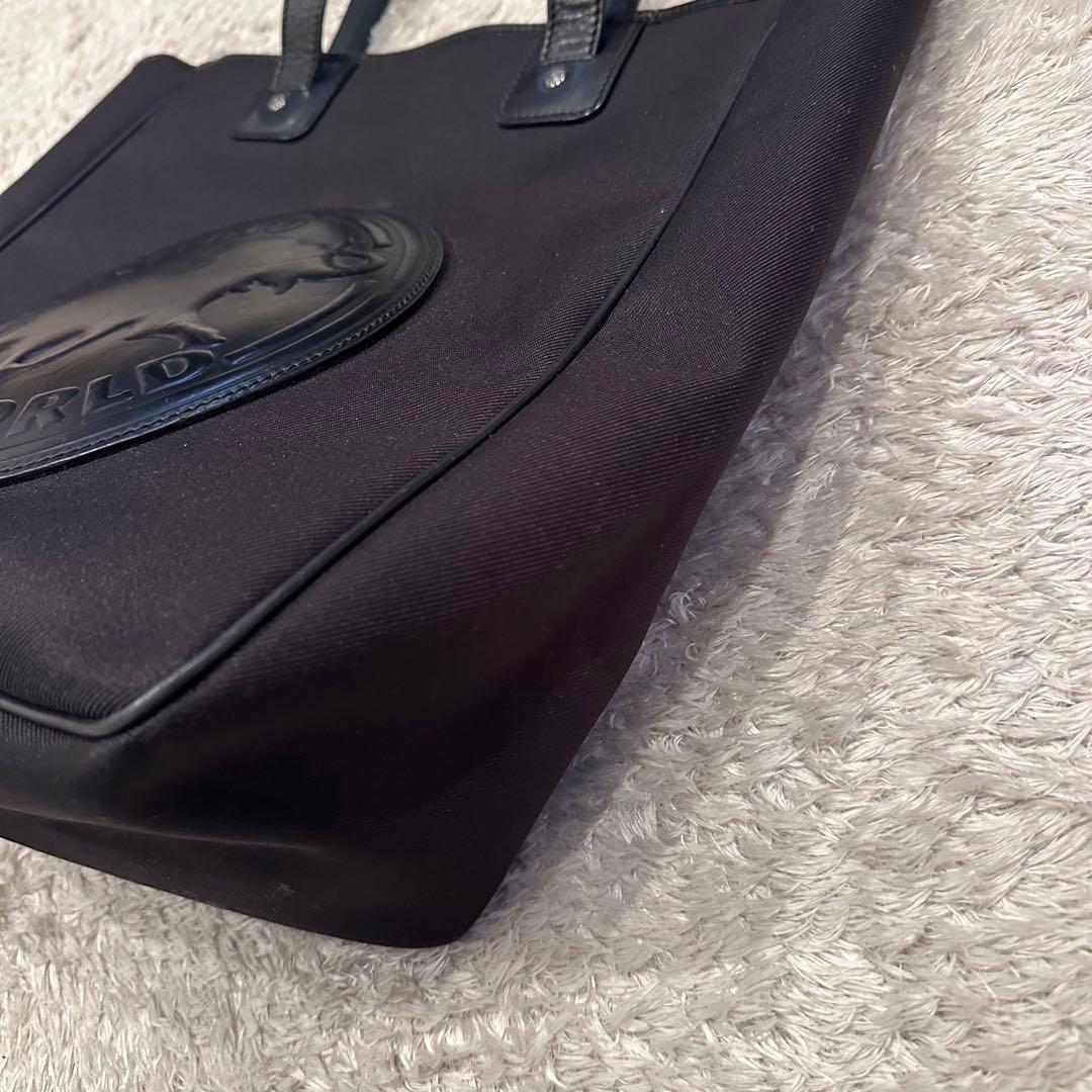 ハンティングワールド　トートバッグ　ハンドバッグ　A4 ビッグロゴ　黒　ブラック