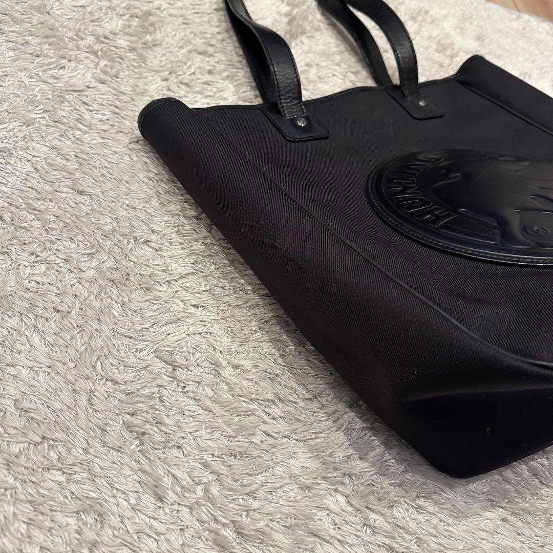 ハンティングワールド　トートバッグ　ハンドバッグ　A4 ビッグロゴ　黒　ブラック