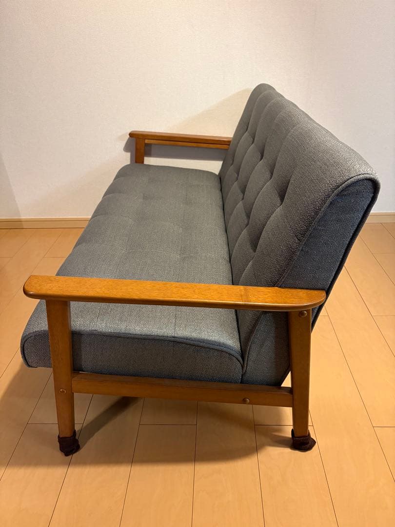 【送料込み、要組立】グレー ファブリックソファ 2人掛け