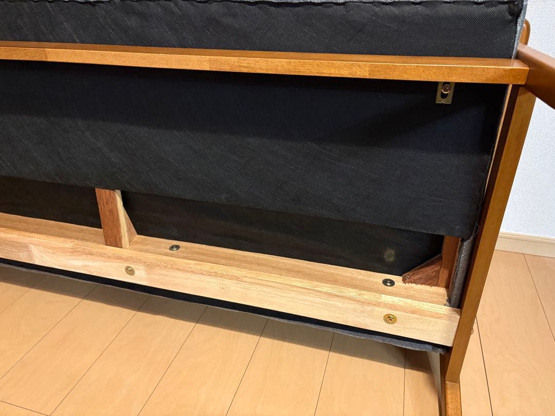 【送料込み、要組立】グレー ファブリックソファ 2人掛け