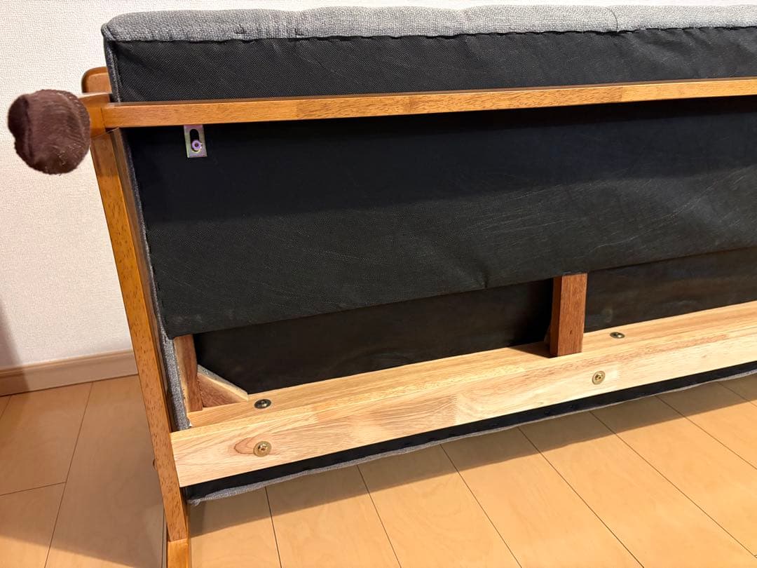 【送料込み、要組立】グレー ファブリックソファ 2人掛け