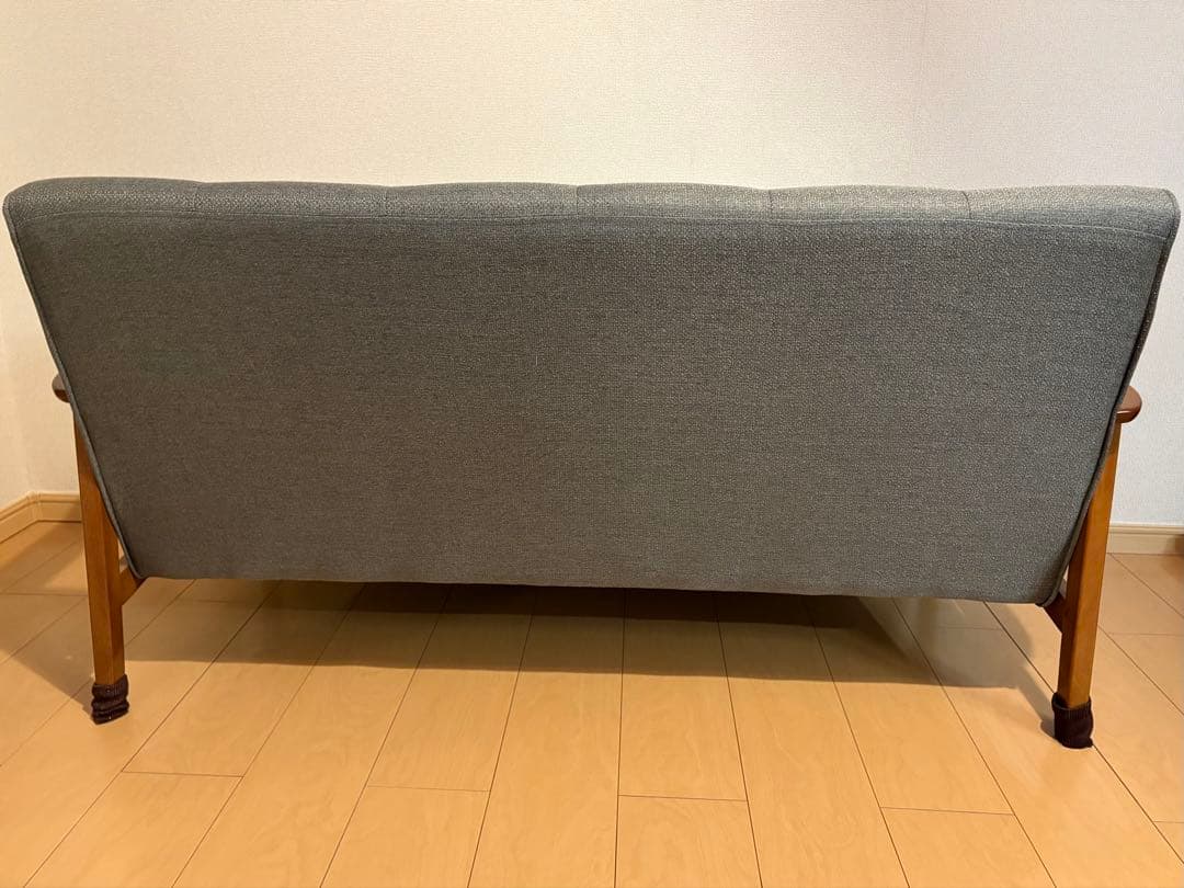 【送料込み、要組立】グレー ファブリックソファ 2人掛け