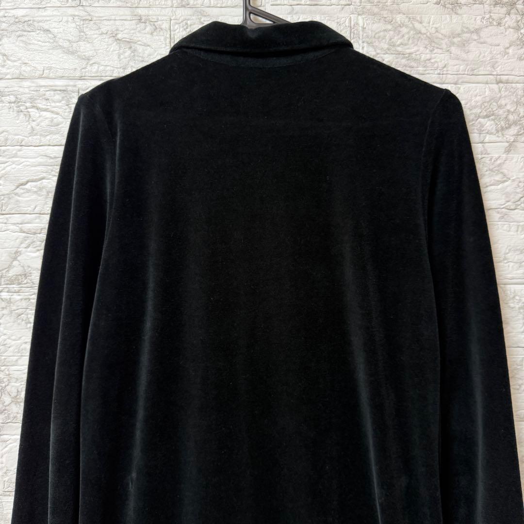 アダムエロペ フロントジップ ベロアワンピース 黒 F