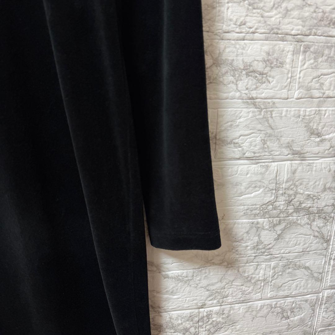 アダムエロペ フロントジップ ベロアワンピース 黒 F