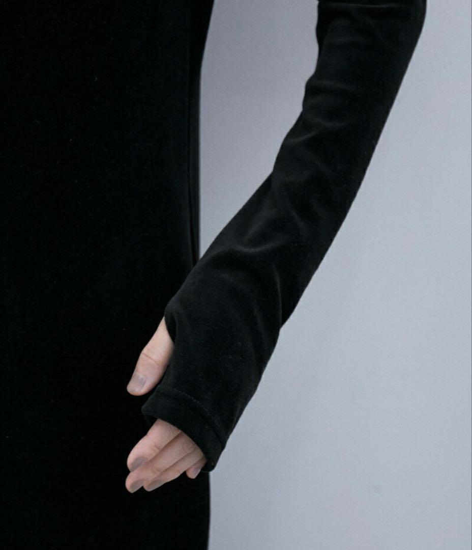 アダムエロペ フロントジップ ベロアワンピース 黒 F