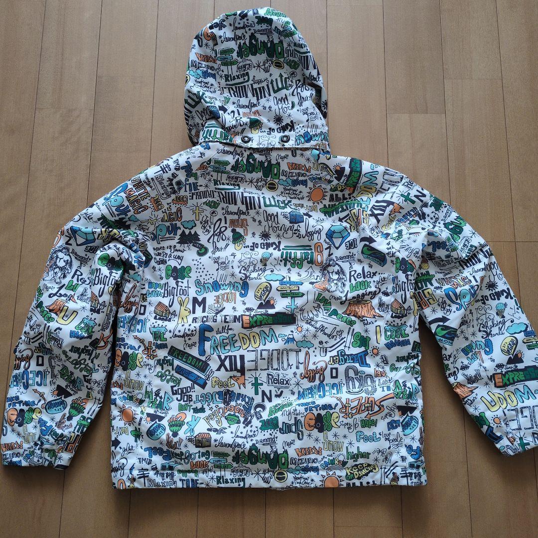 【美品】ミズノ　キッズスキーウェア　　スノーウェア　男女兼用140cm　白派手柄