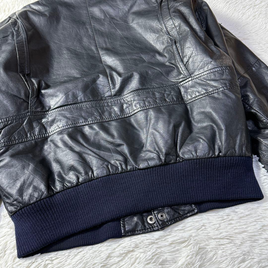 【90s】A-2 ブラックレザー フライトジャケット M 牛革 短丈
