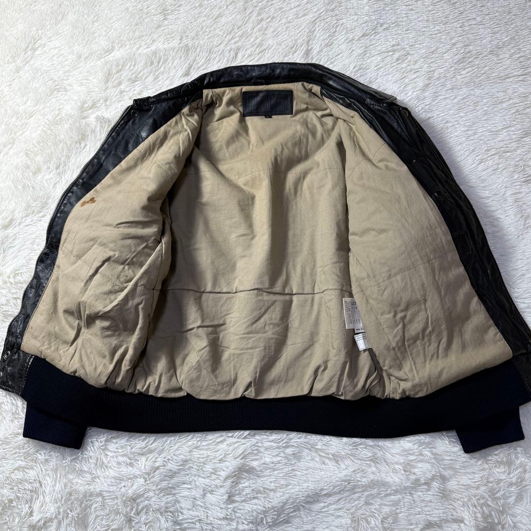 【90s】A-2 ブラックレザー フライトジャケット M 牛革 短丈