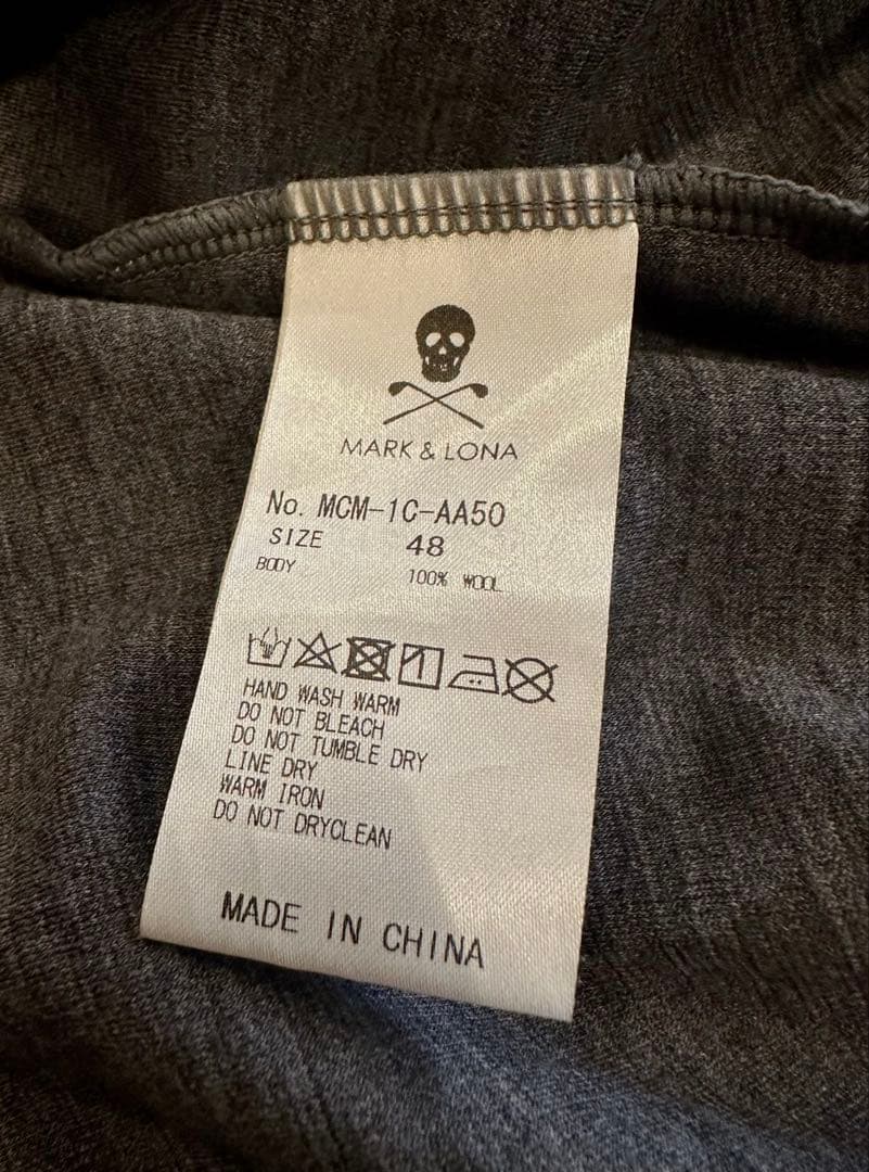【美品】マークアンドロナ　半袖　モックネックシャツ　48 L グレー