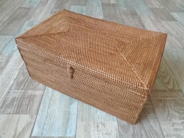 長方形ボックス●フタ付●無地●アタ●バリ島●1311.1●大きめサイズ