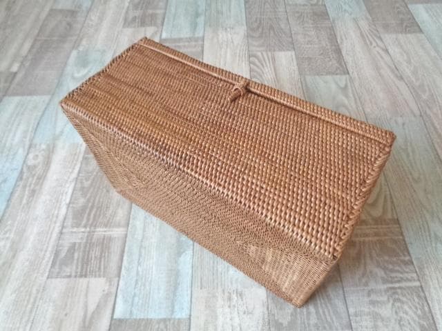 長方形ボックス●フタ付●無地●アタ●バリ島●1311.1●大きめサイズ