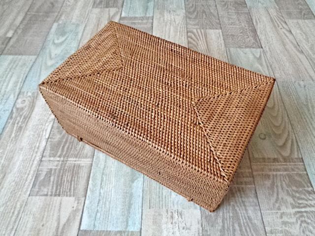 長方形ボックス●フタ付●無地●アタ●バリ島●1311.1●大きめサイズ