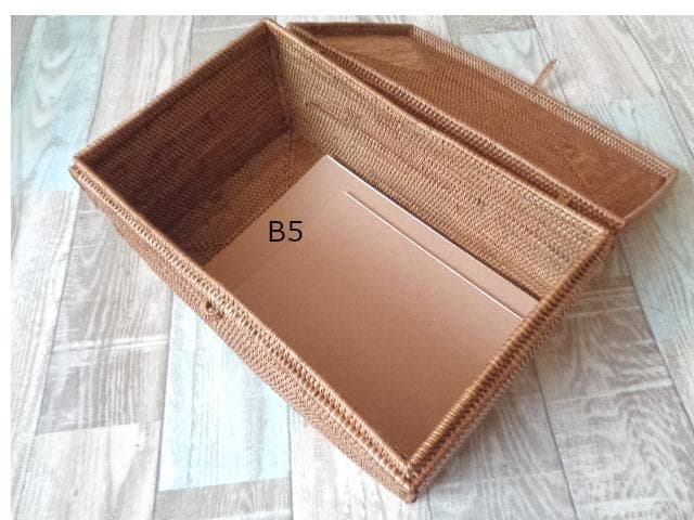 長方形ボックス●フタ付●無地●アタ●バリ島●1311.1●大きめサイズ
