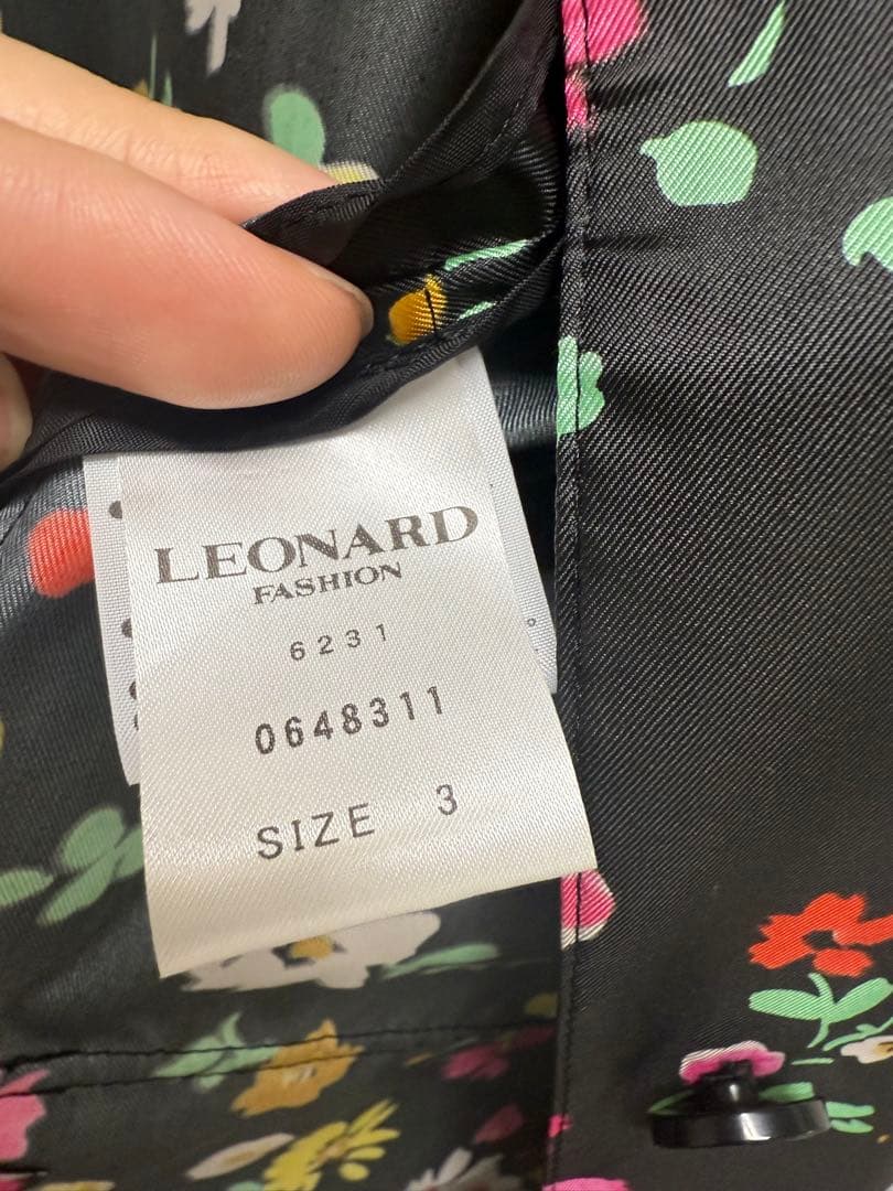 レオナール レインコート フラワー柄 ポリエステル　3size 袋付き付