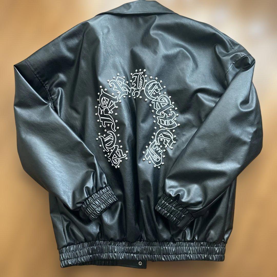 チュウカタベタイメンズスタッズ付フェイクレザージャケットXL