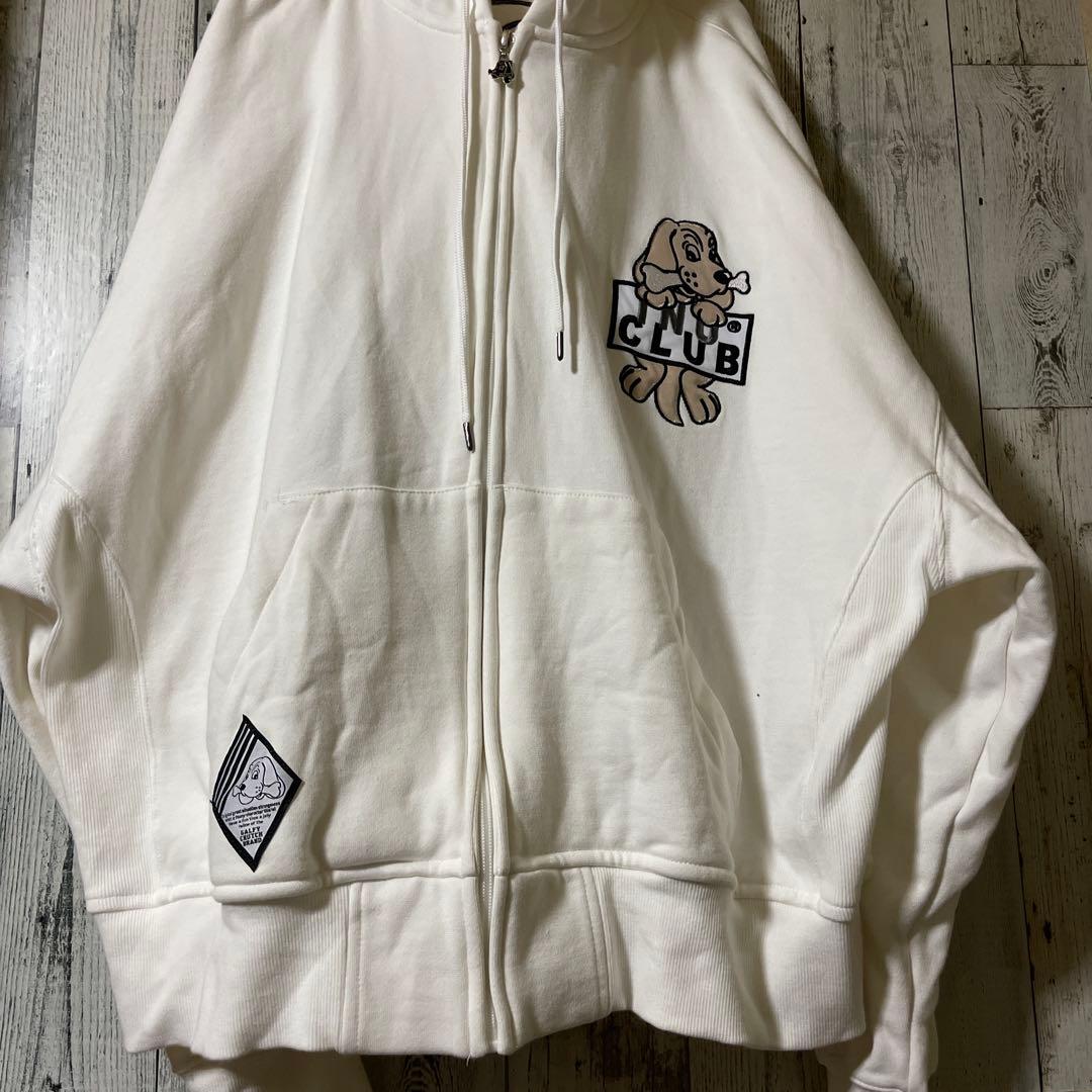 【美品】GALFY (ガルフィー) イヌクラブジップパーカー WHITE 白