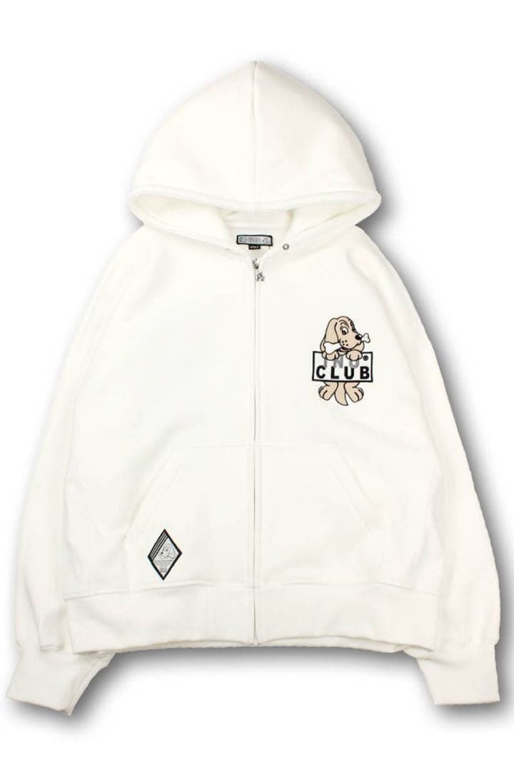 【美品】GALFY (ガルフィー) イヌクラブジップパーカー WHITE 白