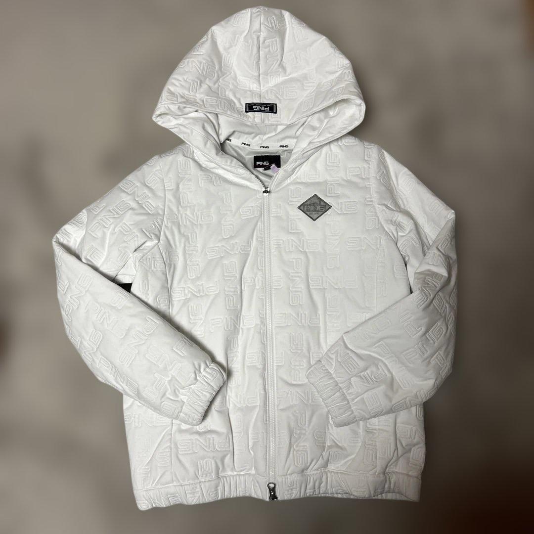 PING サイズM レディースジャケット ホワイト防風撥水中綿ブルゾン　ゴルフ