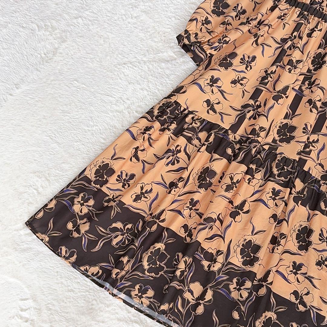 【ダイアグラム グレースコンチネンタル】バイカラープリントティアードワンピース