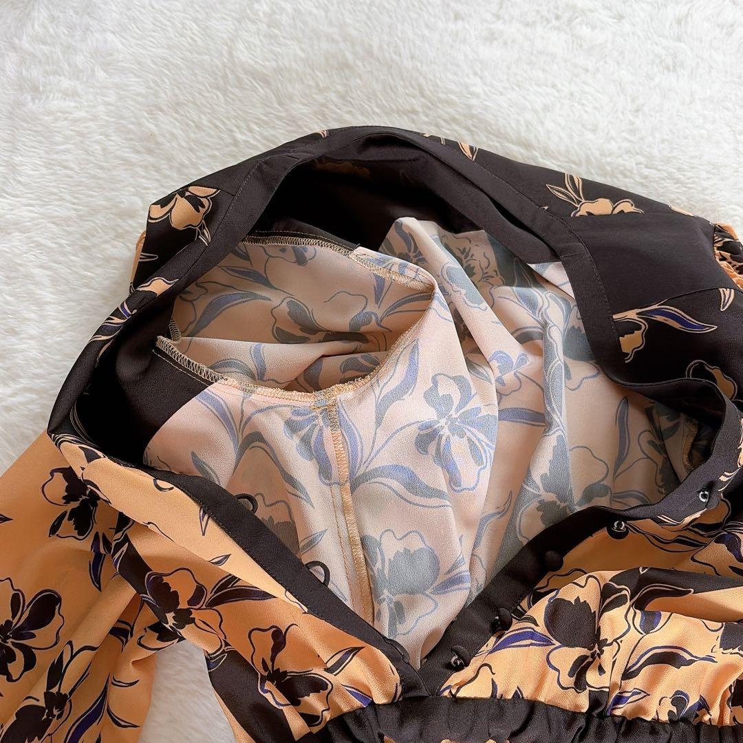 【ダイアグラム グレースコンチネンタル】バイカラープリントティアードワンピース