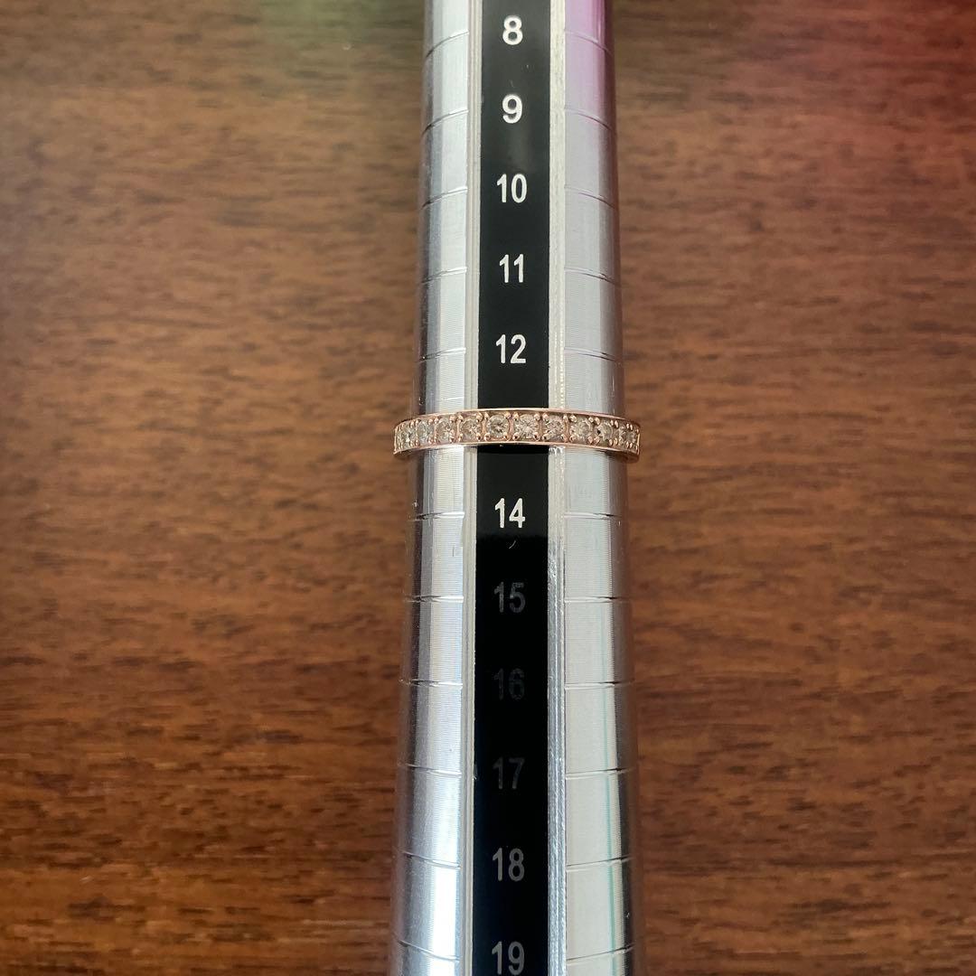 13号　ハーフエタニティリング　3個　ダイヤ　エメラルド　K18　YG　PG